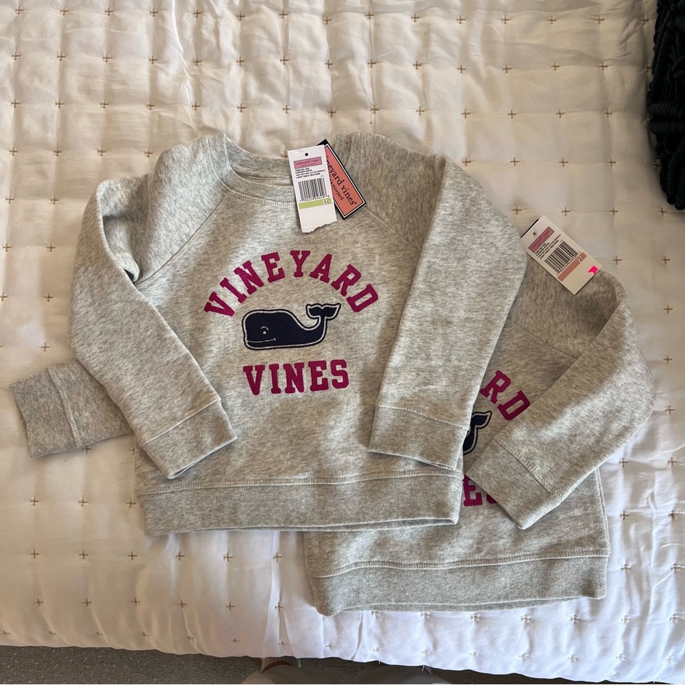 Vineyard Vines Gray Kids Matching Crewnecks 2T and 4T